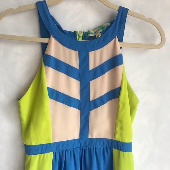 English Rose neon & blue summer dress size small - Picture 2 of 8
